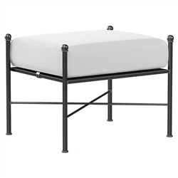 Aurore White Canvas Cushion Metal Rocking Outdoor Rectangular Ottoman