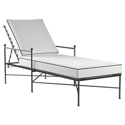 Aurore Cream Cushion Black Welt Metal Outdoor Chaise Lounge