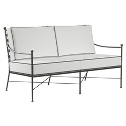 Aurore Cream Cushion Black Welt Metal Outdoor Loveseat