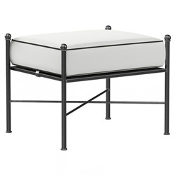 Aurore Cream Cushion Black Welt Metal Outdoor Rectangular Ottoman