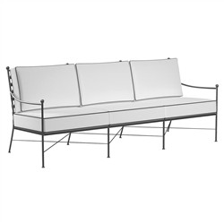 Aurore Cream Cushion Black Welt Metal Outdoor Sofa