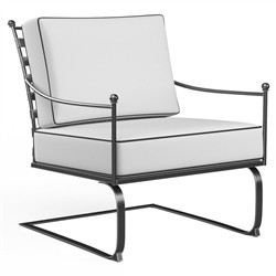 Aurore Cream Cushion Black Welt Metal Rocking Outdoor Club Chair