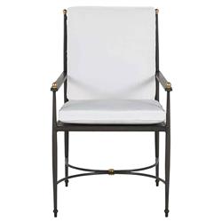 Roma Slate Grey Gold Aluminum White Cushion Outdoor Dining Chair