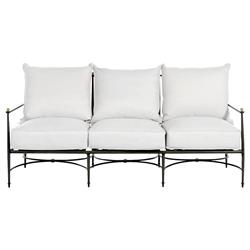 Roma Slate Grey Aluminum White Performance Outdoor Sofa - 77&quot;