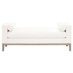 Kelly Modern Classic White Performance Cushioned Grey Oak Frame Bedroom Bench