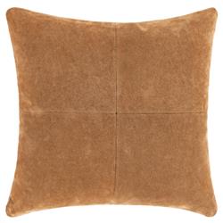 Marlan Mid Century Modern Camel Brown Leather Decorative Throw Pillow - 20x20