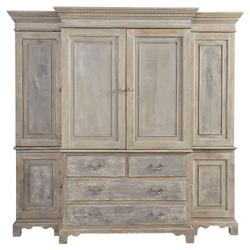 Belinda French Country Grey Pine Wood China Cabinet