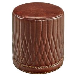 Sherriline Modern Classic Brown Upholstered Leather Cushion Ottoman
