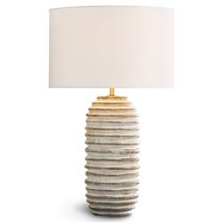 Carmel White Birch Wood Base Round Table Lamp