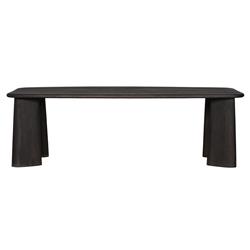 Laura Rustic Lodge Black Oak Wood Round Edge Classic Dining Table - 96&quot;W