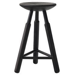 Rowel Rustic Lodge Black Oak Wood Backless Counter Stool