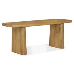 Laura Rustic Lodge Brown Oak Wood Round Edge Entryway Bench