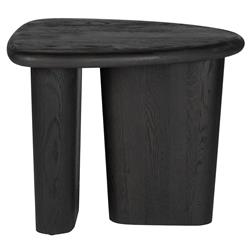 Laura Rustic Lodge Black Oak Wood Round Edge Statement Side Table