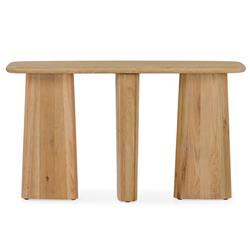 Laura Rustic Lodge Brown Oak Wood Round Edge Console Table