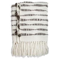 Pampa Merino Modern White Wool Brown Striped Handwoven Throw Blanket
