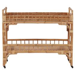Andi Coastal Beach Natural Brown Rattan Bar Cart