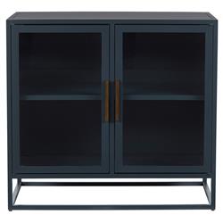 Noor Coastal Beach Clear Glass Door Blue Metal Sideboard