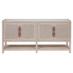 Miya Coastal Beach Cream Wood 4 Door Sideboard