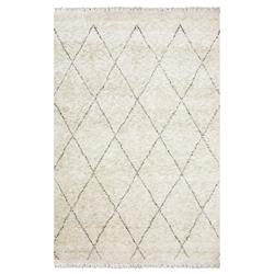 Shaggy Moroccan Linen Beige Wool Diamond Patterned Rug - 5'x8'|