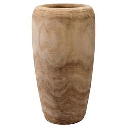 Presley Coastal Brown Wood Cylinder Decorative Vase