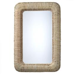 Frida Coastal Beach Beige Rope Rectangular Wall Mirror Large (41