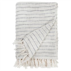 Jojo Coastal Beach Blue Cotton Striped Oversized Throw Blanket