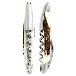 Forge de Laguiole Modern Silver Stainless Steel Elk Stag Handle Corkscrew