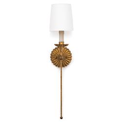 Clove French Country Antique Gold Leaf Stem Single Sconce