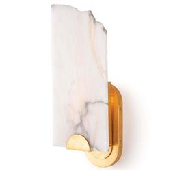 Jonah Hollywood Regency White Stone Natural Brass Steel Sconce