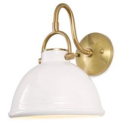 Eloise Hollywood Regency White Ceramic Natural Brass Accent Sconce