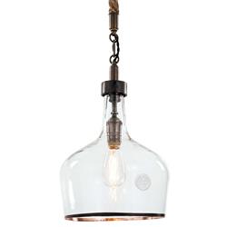 Demi John Industrial Loft Brown Jute Rope Glass Pendant - Small