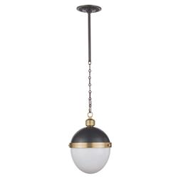 Otis Industrial Frosted White Glass Black Brass Pendant - Small