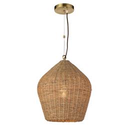 Georgian Natural Woven Rattan Single Pendant