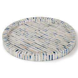 Coastal Beach Blue Bone Round Tray