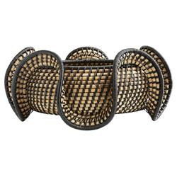 Grisha Coastal Beach Black Natural Rattan Decorative Bowl