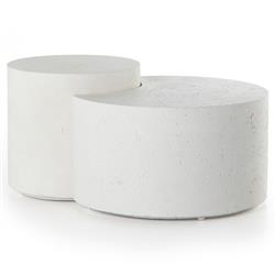 Messiah Nesting Modern White Concrete Outdoor Nest Coffee Table - Set of 2