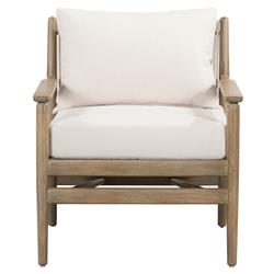 Rose Coastal Beach Off White Upholstered Rope Back Wood Outdoor Lounge Chair