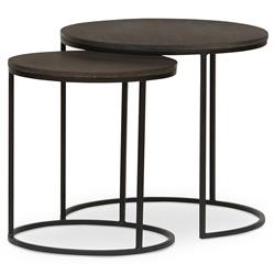 Ava Modern Classic Black Metal Outdoor Nesting Coffee Table - Set of 2