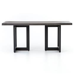 Judith Industrial Loft Black Stone Outdoor Dining Table - 69&quot;W