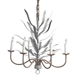 Allen French Country Silver Iron Frame Gold Accent Chandelier - Large