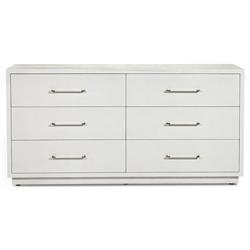 Taylor Modern Classic White Faux Linen Silver Iron Double Dresser