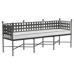 Aurore Cream Cushion Black Welt Metal Outdoor Garden Bench