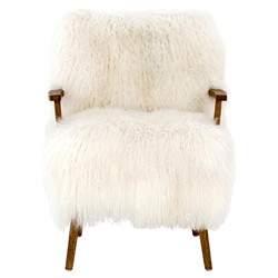 Everleigh Rustic Lodge White Fur Natural Oak Living Room Arm Chair