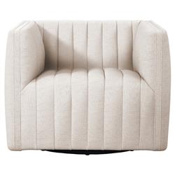 Leo Mid Century Modern White Upholstered Swivel Tufted Occasional Chair
