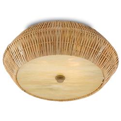 Rica Coastal Beach Brown Rattan Flush Mount
