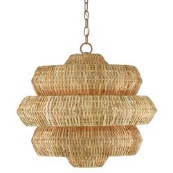 Rica Coastal Beach Brown Rattan 3 Tier Chandelier - Small