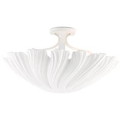 Vilma Coastal Beach White Iron Bell Semi-Flush Mount