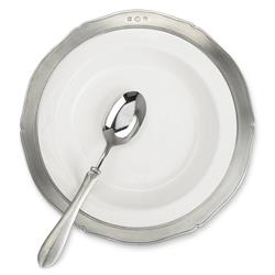 MATCH Modern Viviana Pewter Rim White Ceramic Soup Bowl