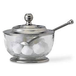 MATCH Modern Pewter Clear Glass Sugar Bowl and Spoon