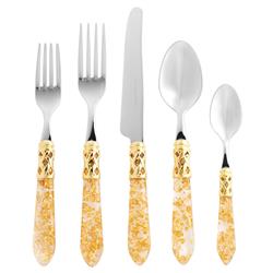Aladdin Brilliant Modern Gold Acrylic 5 Piece Flatware Place Setting